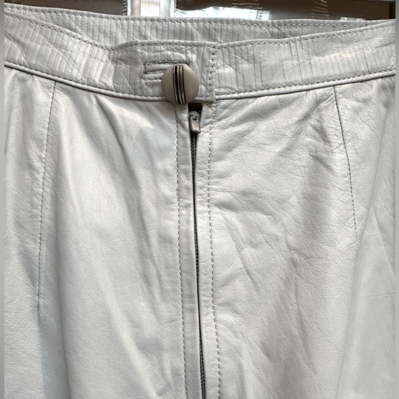 Vintage Wilson’s Leather 80’s Genuine Leather Dove Grey Midi Skirt Size 6 Small - Picture 4 of 13